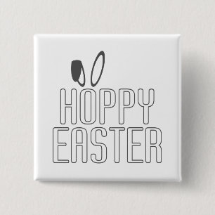 Simple Hoppy Easter Pun Typography Pin Button