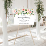 Simple Horizontal Rehearsal Dinner Welcome Sign<br><div class="desc">This simple horizontal rehearsal dinner welcome sign is perfect for a tropical wedding rehearsal. The design features lovely white,  pink,  and blush hand-painted roses embedded in green foliage,  inspiring artistic beauty.</div>