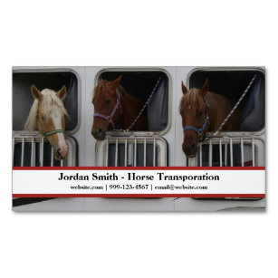 Simple Horse Shipping/Transporation/Trailering Business Card Magnet