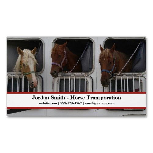 Simple Horse ShippingTransporationTrailering Business Card Magnet