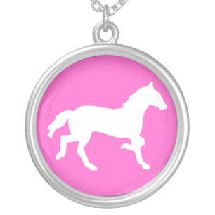 simple horse silver plated necklace