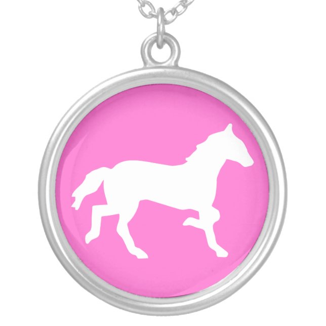 simple horse silver plated necklace (Front)