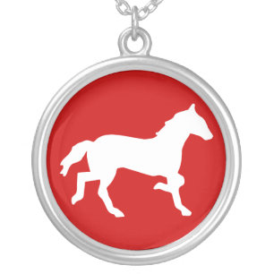simple horse silver plated necklace