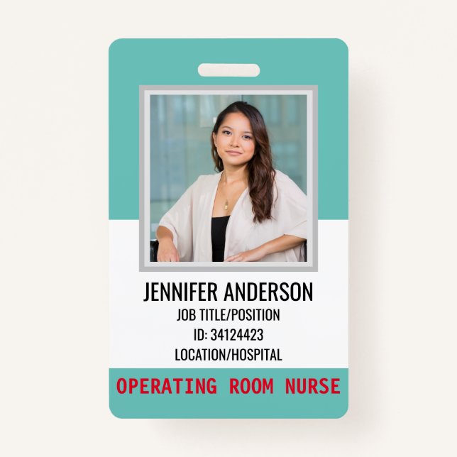 Simple Hospital Medical ID Badge (Front)