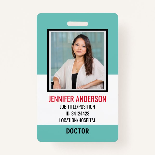 Simple Hospital Medical ID Badge (Front)