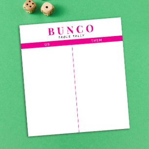 Simple Hot Pink and White Bunco Table Tally Notepad