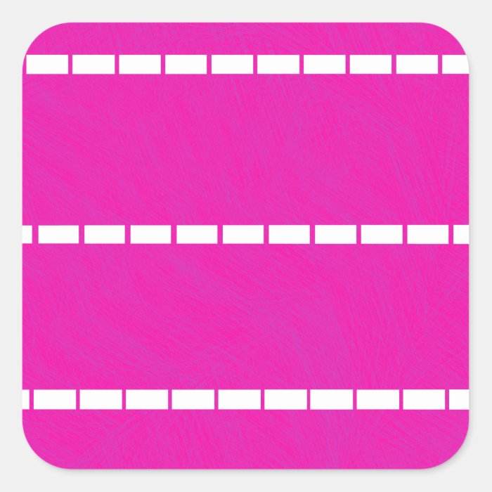 Simple Hot Pink and White Dotted Lines Abstract Square Stickers