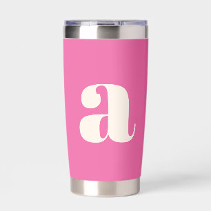Simple Hot Pink Bold Retro Monogram Initial Custom Insulated Tumbler