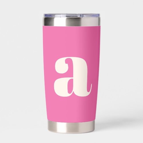 Simple Hot Pink Bold Retro Monogram Initial Custom Insulated Tumbler