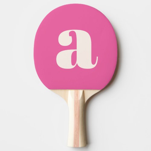 Simple Hot Pink Bold Retro Monogram Initial Ping Pong Paddle