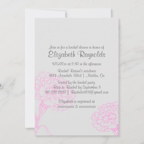 Simple Hot Pink Bridal Shower Invitations