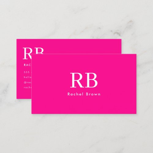 Simple Hot Pink QR code Business Card