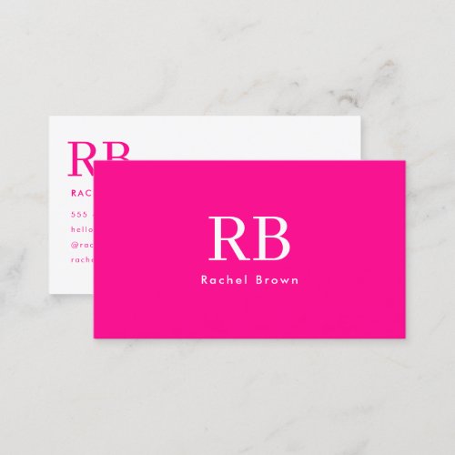 Simple Hot Pink QR code Business Card