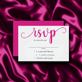 Simple Hot Pink Script Magenta Flourish Event RSVP Card