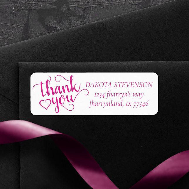 Simple Hot Pink Script | Magenta Thank You Address Label (Creator Uploaded)