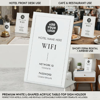 Simple Hotel Logo & Name Any Color Wifi Pedestal Sign