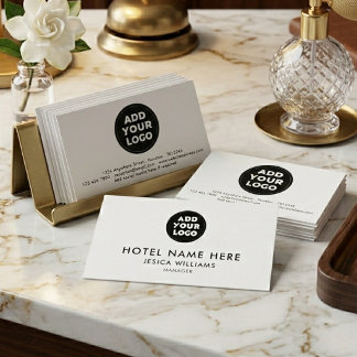 Simple Hotel Logo Name with Job Title Qr Code Business Card