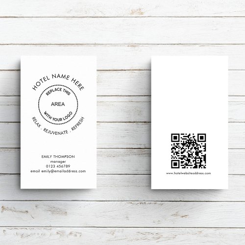 Simple Hotel or Guest House QR Code Logo Tagline Business Card