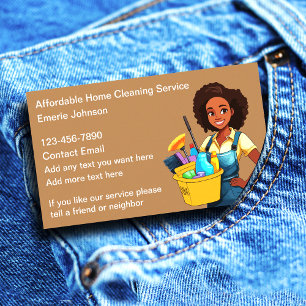 Simple House Cleaning African American Business Card