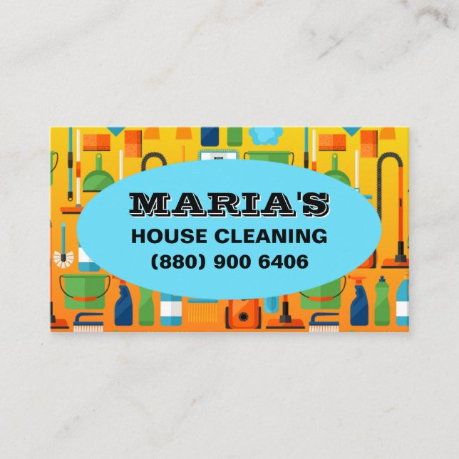 Simple House Cleaning Janitorial Business Card (Front)