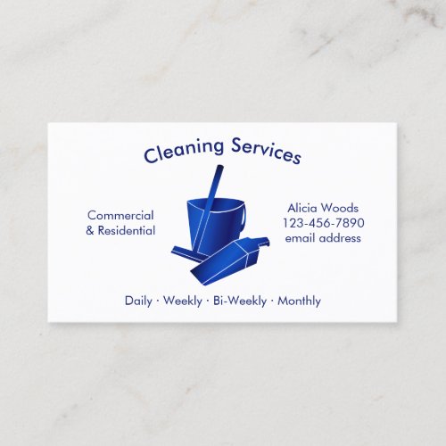 Simple House Cleaning Services Blue Business Card