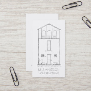 Simple House Sketch Vertical Black and White Business Card
