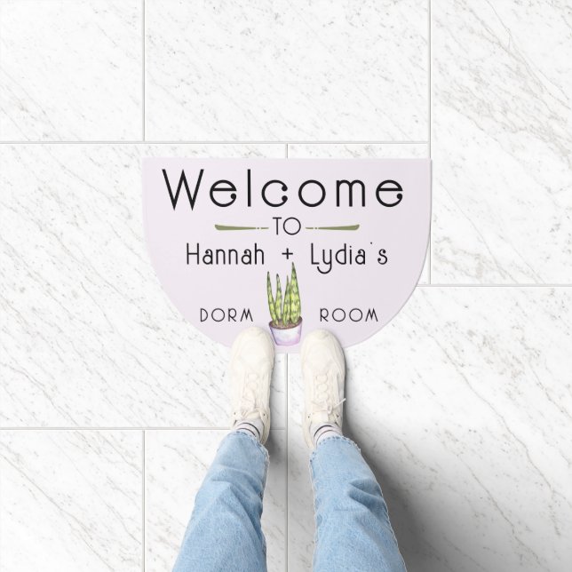 Simple Houseplant Dorm Room Name Welcome  Doormat (Indoor)