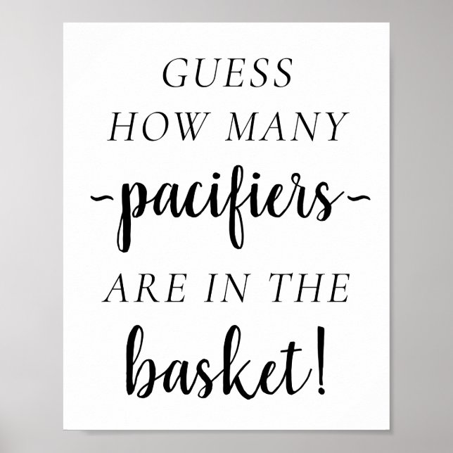 Simple How Many | Black and White Guessing Game Poster (Front)