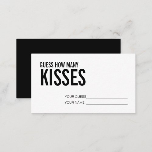 Simple How Many Kisses Bridal Shower Game Enclosure Card