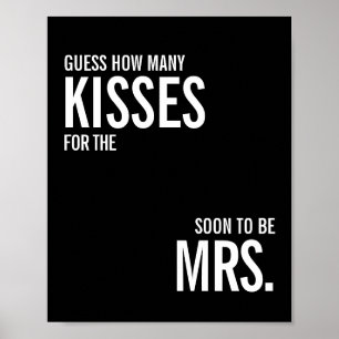 Simple How Many Kisses Bridal Shower Game Poster
