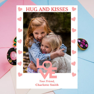 Simple Hug and kisses photo classroom valentines Holiday Card