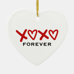 Simple Hugs and Kisses Red Valentine Ornament