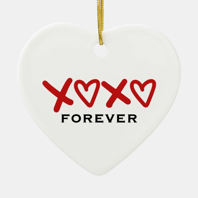 Simple Hugs and Kisses Red Valentine Ornament (Front)