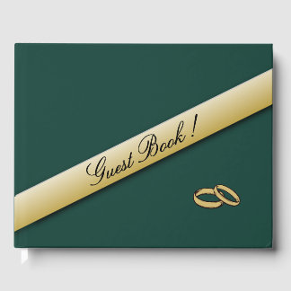 Simple Hunter Green and Gold Wedding Guest Book