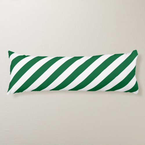 Simple Hunter Green and White Striped Holiday Body Pillow