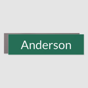 Simple Hunter Green White Mailbox Nameplate Magnet