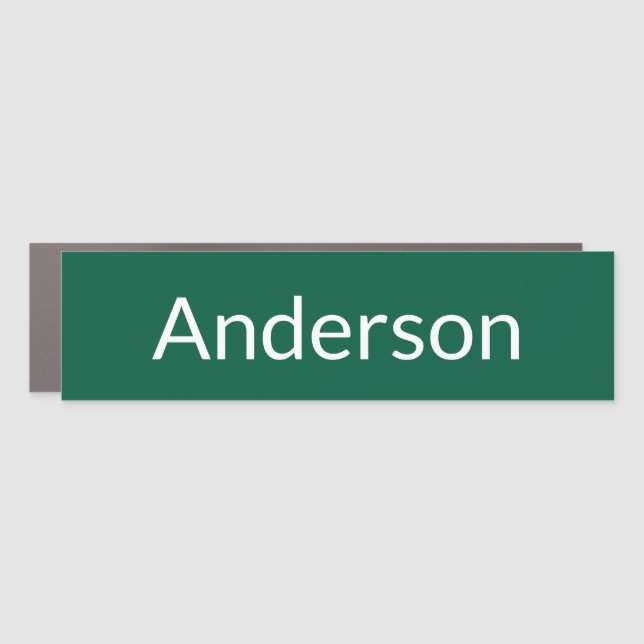 Simple Hunter Green White Mailbox Nameplate Magnet (Front)
