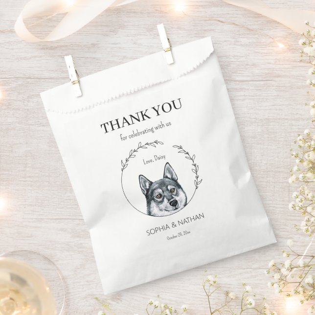 Simple Husky Wedding Thank You Favor Bag (Clipped)