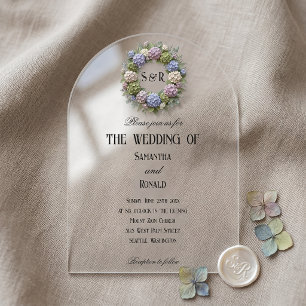 Simple Hydrangea Flowers Acrylic Wedding Invitations