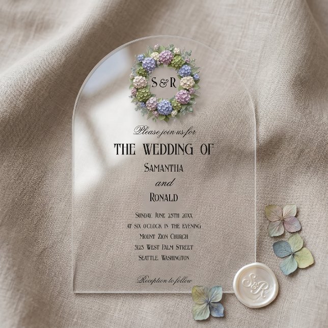 Simple Hydrangea Flowers Acrylic Wedding Invitations (Creator Uploaded)