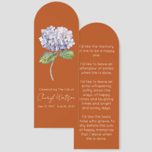 Simple Hydrangea Funeral Memorial Bookmark