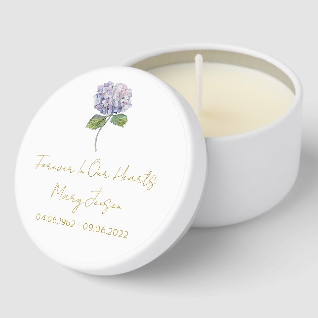 Simple Hydrangea Funeral Mini Candle Favors (Corner)