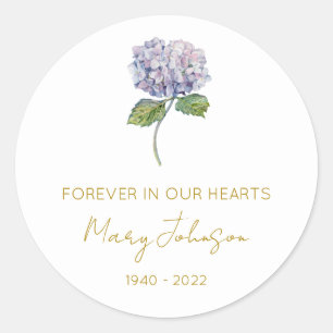 Simple Hydrangea Memorial Classic Round Sticker