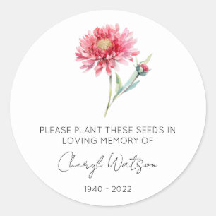 Simple Hydrangea Memorial Seed Packet Classic Round Sticker