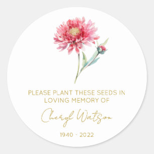 Simple Hydrangea Memorial Seed Packet Classic Round Sticker