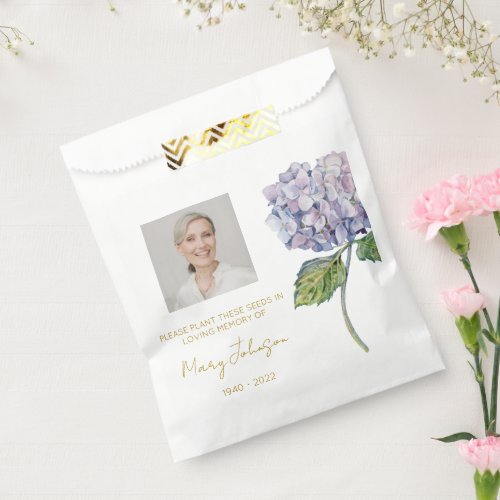 Simple Hydrangea Photo Funeral Seed Favor Bag