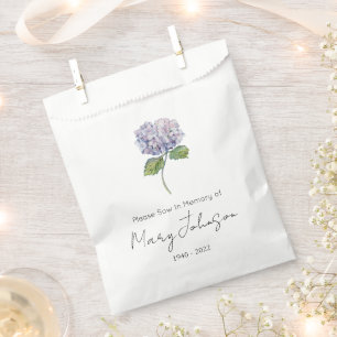 Simple Hydrangea Seed packet Funeral  Favor Bag