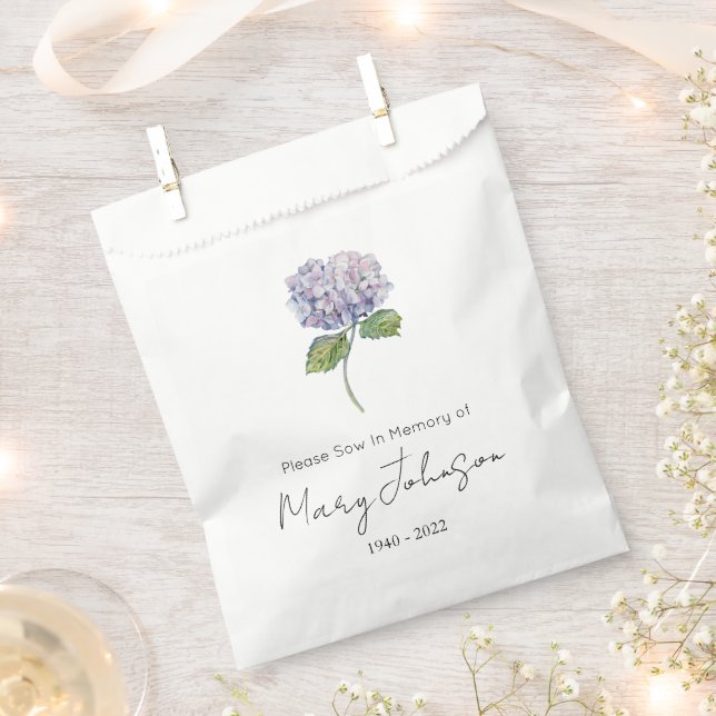 Simple Hydrangea Seed packet Funeral  Favor Bag (Clipped)