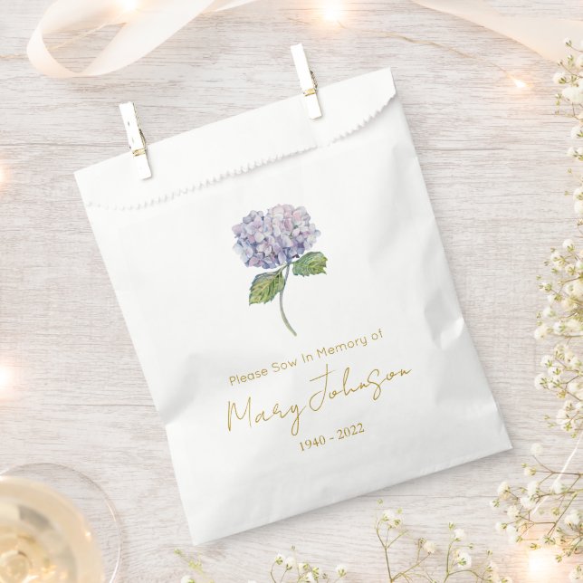 Simple Hydrangea Seed packet Funeral  Favor Bag (Clipped)