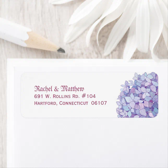 Hydrangea Label Simple Hydrangea Wedding Return Address Label | Zazzle